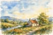 illustrate a watercolor landscape illustration