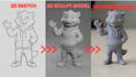 convert 2d to 3d model, image to 3d model, character model, 3d printing
