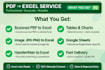 convert pdf to excel, image to excel and any data to spreadsheet