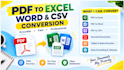 convert PDF to excel, word or CSV accurately