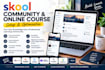 do skool  online course, circle so, skool course upload, skool community setup