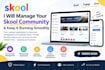 manage skool community, membership application, online classroom, calendar setup
