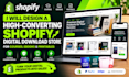 design converting shopify digital download store for course, ebook and printable