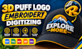 do 3d puff logo embroidery digitizing for perfect puff stitches