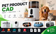 do smart pet product cad, feeder, dog accessories, 3d design