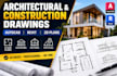 architectural, construction drawings in autocad, revit