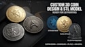 create custom 3d coin design and stl model