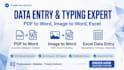 do fast typing, data entry, pdf to word, copy paste work