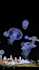 create a 3d drone show animation, light show and aerial formation