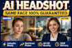 create ai linkedin headshot professional same face