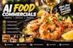 create a professional ai food commercial video