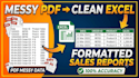 convert PDF to excel, format data, and clean sales reports