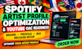 optimize your spotify artist profile and youtube oac