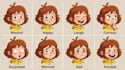 design a childrens book character turnaround pose and expression sheet