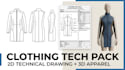 create clothing tech pack, 2d technical drawing and 3d apparel design