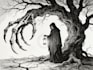 draw dark art illustration with engraving style