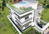 build3d classic modern duplex,front elevation,roof terrace garden,balcony render