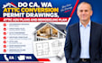 do wa and ca attic conversion permit drawing, attic adu plan and remodeling plan