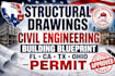 structural drawings civil engineering building blueprint fl ca tx ohio permit