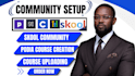 setup skool community, podia course creation, skool website and course uploading