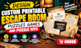 design custom printable escape room puzzles games and puzzle kits