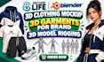 create secondlife rig 3d clothing mockup 3d garments for brand 3d model rigging