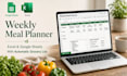 create a weekly meal planner spreadsheet in excel google sheet with grocery list