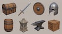 low poly 3d game assets props environment object weapons buildings terrain model