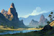 draw watercolor landscape and nature illustrations