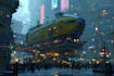 create detailed futuristic city illustrations