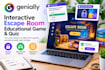 create a genially escape room, educational game and interactive quiz