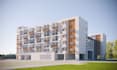 do residential complex, urban apartment design, 3d building model with rendering