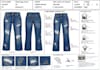 make women denim tech pack with emblishment design