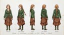 create a 2d character design with turnaround, poses and expressions
