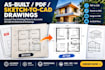 convert PDF, sketch or image to accurate as built cad drawings