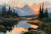 paint landscape in oil painting