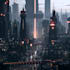 draw sci fi , cyberpunk, fantasy science fiction city