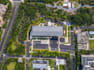 render 3d site plan, masterplan development, aerial view urban landscape, cgi
