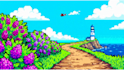 draw pixel art background, parallax scenery, and game assets