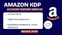 help with KDP account setup, verification termination and suspension issues