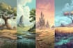 draw a environments, landscapes, board game,
