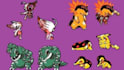 create a pokemon style sprite sheet, pixel art sprites, prop and 2d game assets