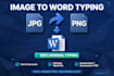 do fast typing pdf to word image to word and data entry