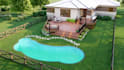create backyard landscape rendering, deck design and real estate 3d site plan