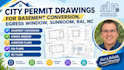 do city permit drawings for basement conversion, egress window sunroom in ral,nc