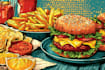 food pop art illustrations