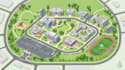 design illustrated university, school, campus and facility wayfinding map