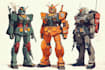 make gundam character illustration and robot art
