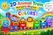 create a fun 2d animal train nursery rhyme for toddlers to learn colors