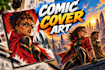 design a professional comic book cover and cover art